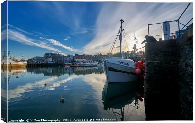 Fishing in Padstow Harbour Canvas Print by Gordon Maclaren