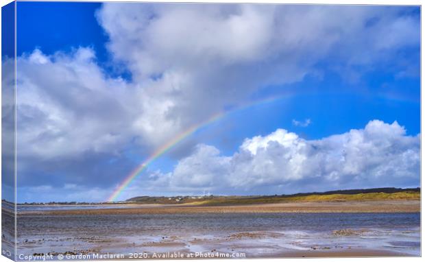 Rainbow over Porthdawl Canvas Print by Gordon Maclaren