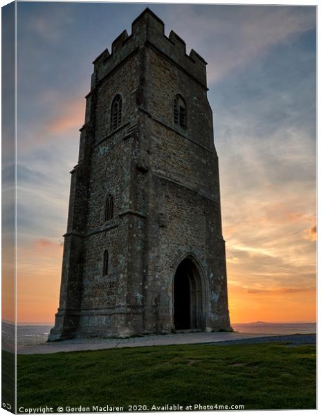 Sunset on Glastonbury Tor Canvas Print by Gordon Maclaren