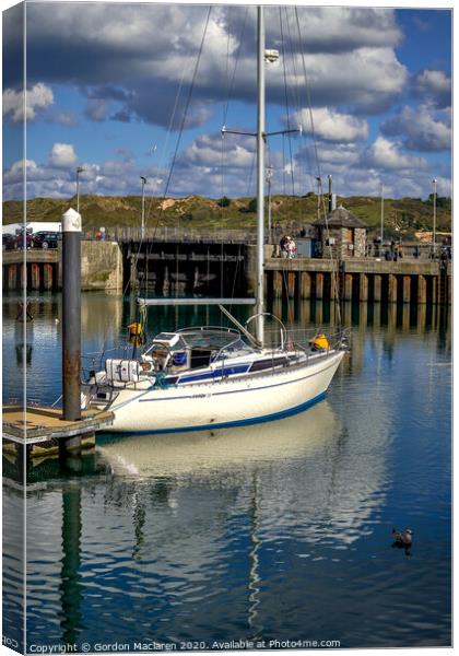 Yacht in Padstow Harbour Canvas Print by Gordon Maclaren