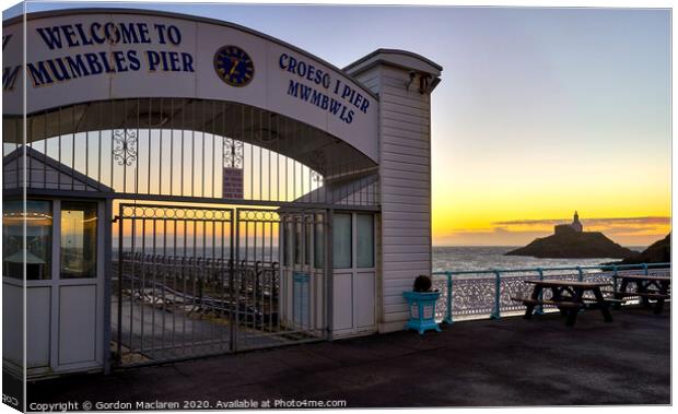 Welcome to Mumbles Pier Canvas Print by Gordon Maclaren