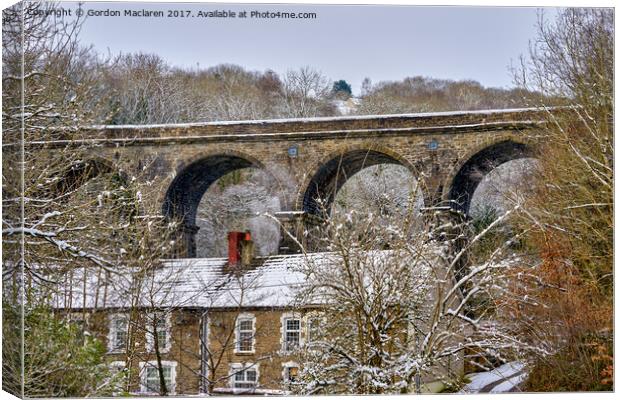 Bargoed Viaduct in the snow Canvas Print by Gordon Maclaren