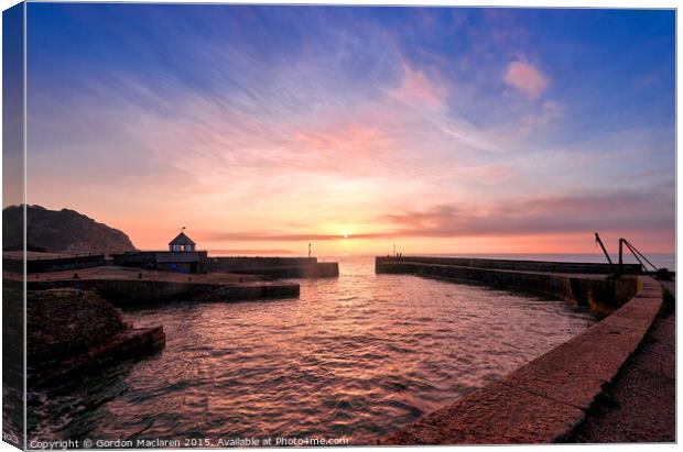 Sunrise Charlestown Cornwall Canvas Print by Gordon Maclaren