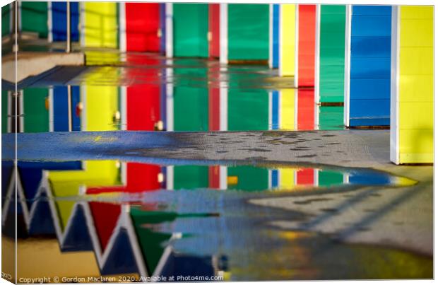 Reflections of Barry Island Beach Huts  Canvas Print by Gordon Maclaren