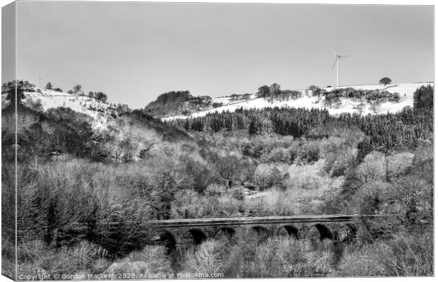 Bargoed Viaduct and Wind Turbine Canvas Print by Gordon Maclaren