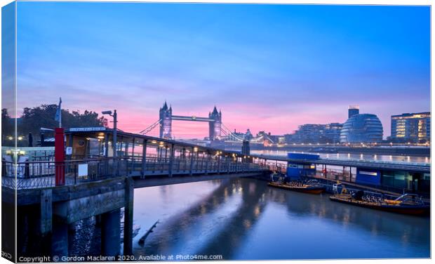 Tower Bridge London at Sunrise Canvas Print by Gordon Maclaren