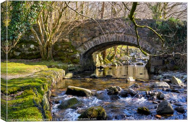 Old bridge over the Afon Deri, Cadair Idris, Snowd Canvas Print by Gordon Maclaren