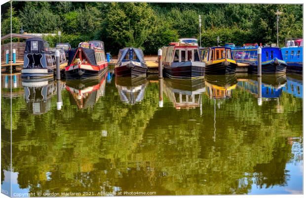 Canal Boats on Worcester Canal  Canvas Print by Gordon Maclaren
