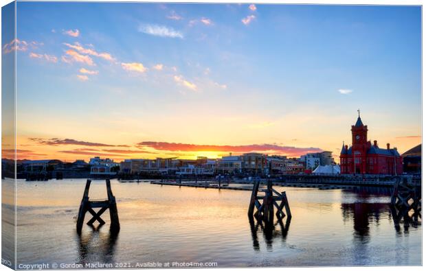 Beautiful Cardiff Bay Sunset Canvas Print by Gordon Maclaren