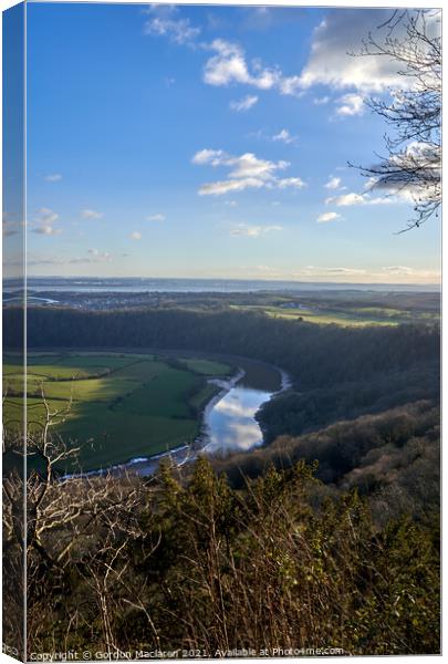The River Wye winding past Chepstow Racecourse Canvas Print by Gordon Maclaren