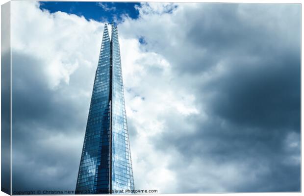 The top of the London Shard Canvas Print by Christina Hemsley