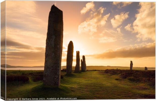 Ring of Brodgar Sunset Mainland Orkney SCOTLAND Canvas Print by Barbara Jones