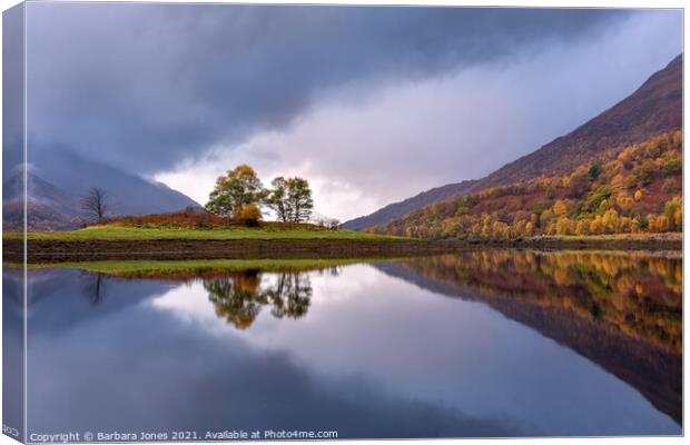 Loch Leven Reflections in Autumn Scotland Canvas Print by Barbara Jones