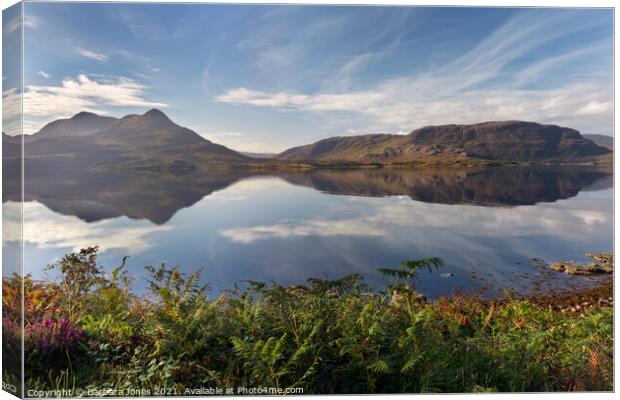 Summer Reflections Upper Loch Torridon  Canvas Print by Barbara Jones