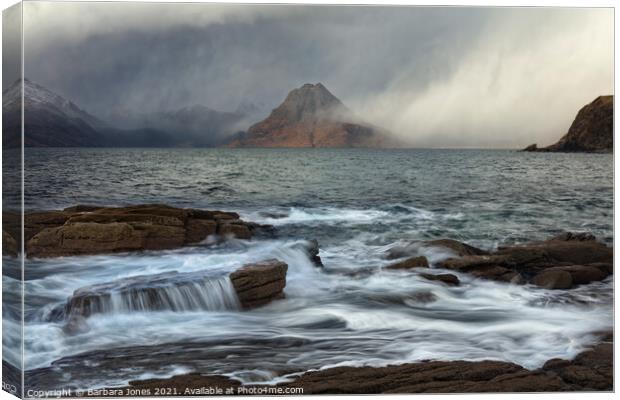 Hail Showers  Elgol Isle of Skye Scotland Canvas Print by Barbara Jones