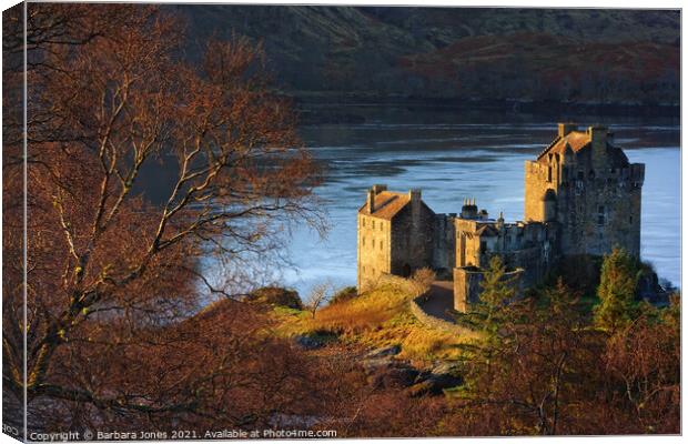 Majestic Eilean Donan Castle on Loch Duich Canvas Print by Barbara Jones