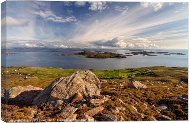 Summer Isles from Hill of the Fairies Scotland Canvas Print by Barbara Jones