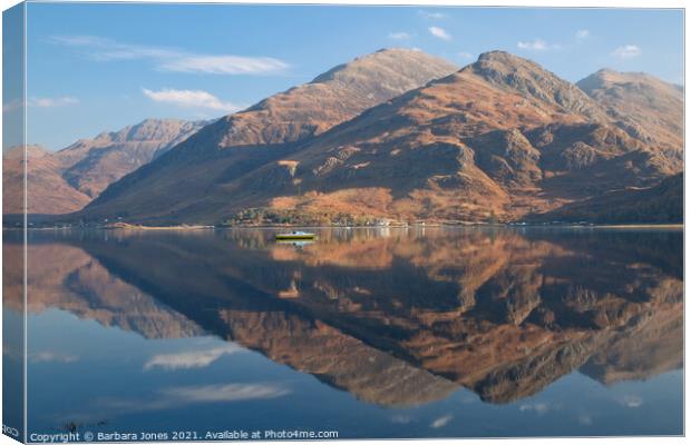 Loch Duich Reflections Kintail Scotland Canvas Print by Barbara Jones