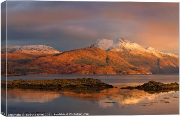 Beinn Sgritheall Sunset Isle of Skye Scotland Canvas Print by Barbara Jones