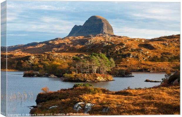 Suilven in Autumn Loch Suardalain Scotland Canvas Print by Barbara Jones