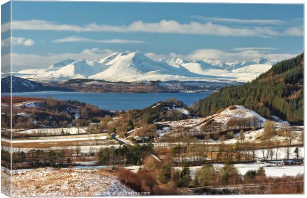 Isle of Skye in Winter, from Auchtertyre, Scotland Canvas Print by Barbara Jones