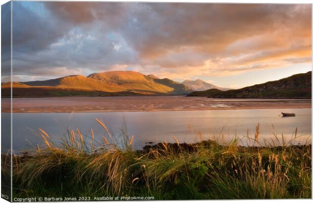 Kyle of Durness Sunset NC500 Scotland. Canvas Print by Barbara Jones