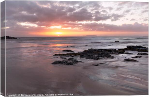 Kintra Sunset Islay Scotland. Canvas Print by Barbara Jones