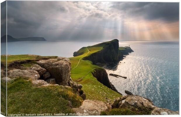 Neist Point Lighthouse Isle of Skye Scotland Canvas Print by Barbara Jones