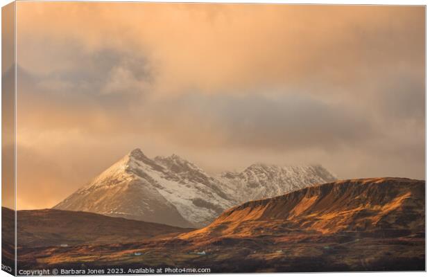 Cuillin Sunset Isle of Skye Scotland Canvas Print by Barbara Jones