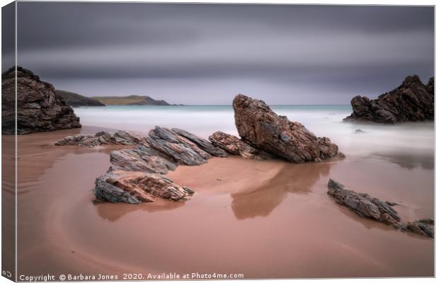 Sango Sands Rocks and Sea Durness NC500 Canvas Print by Barbara Jones