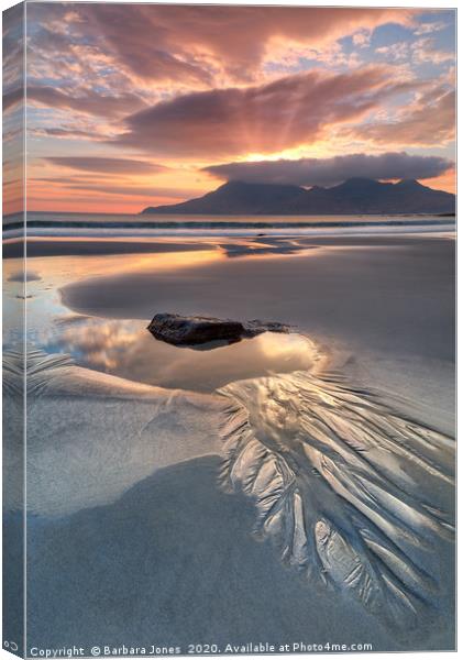 Isle of Eigg Singing Sands Sunset    Canvas Print by Barbara Jones