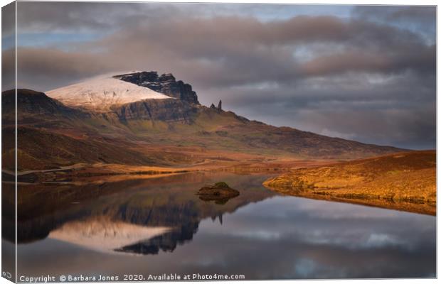 Old Man of Storr Reflection Isle of Skye Scotland Canvas Print by Barbara Jones