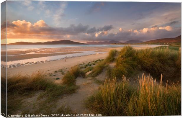 Isle of Harris Sunset Traigh Seilebost Scotland Canvas Print by Barbara Jones