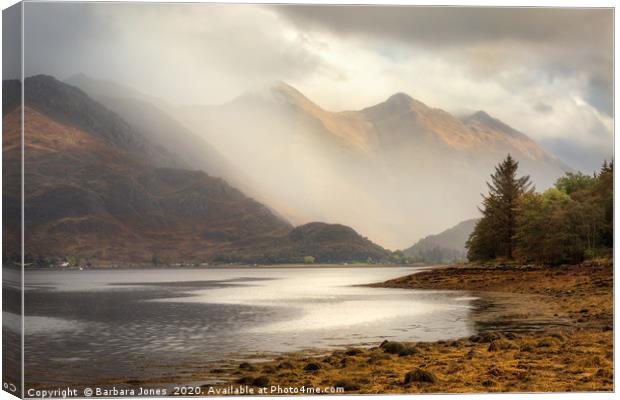   Five Sisters of Kintail Loch Duich Canvas Print by Barbara Jones