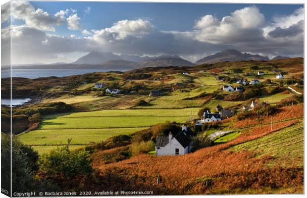  Autumn View of Tarskavaig and The Cuillins Canvas Print by Barbara Jones