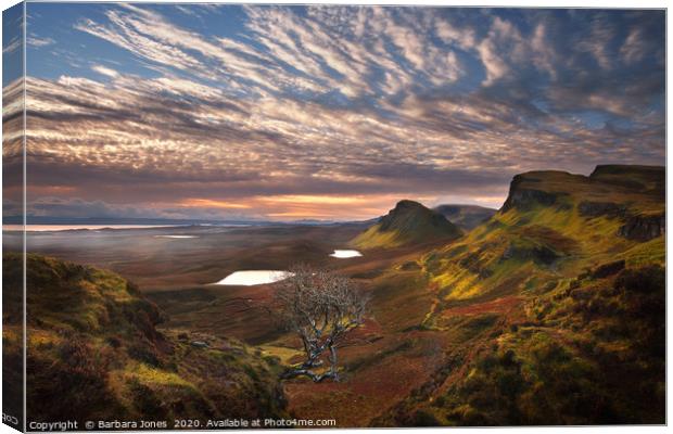 Quiraing at Sunrise Trotternish Skye Scotland Canvas Print by Barbara Jones