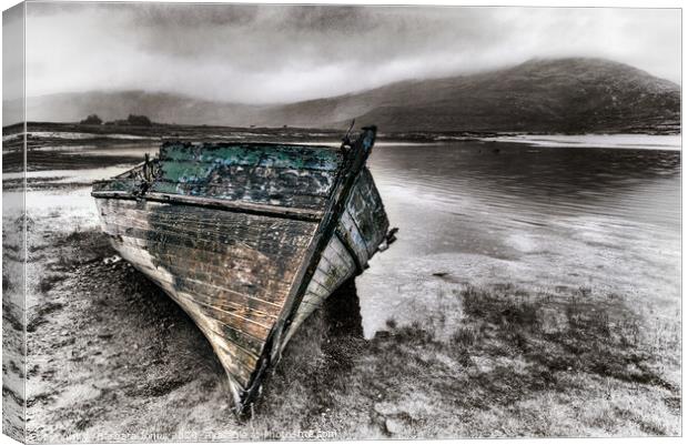 Wooden Boat Loch Scridain Isle of Mull   Canvas Print by Barbara Jones
