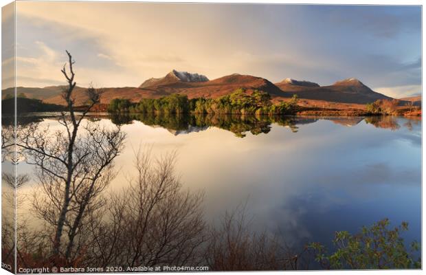 Ben Mor Coigach Loch Dromannan Assynt   Canvas Print by Barbara Jones