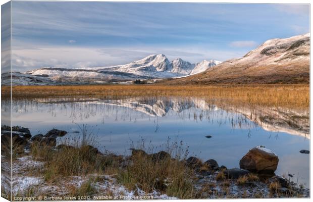 Blaven in Winter Isle of Skye. Canvas Print by Barbara Jones