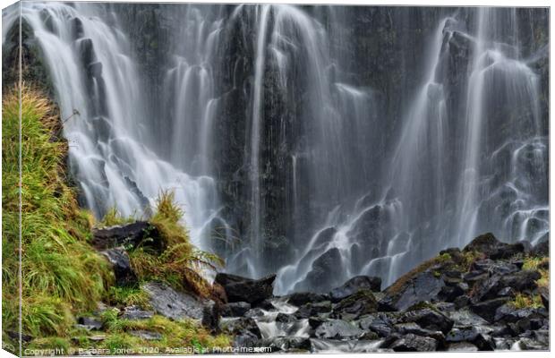 Clashnessie Curtain Waterfalls Assynt NC500   Canvas Print by Barbara Jones