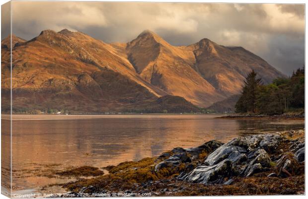 Five Sisters of Kintail Loch Duich Scotland Canvas Print by Barbara Jones
