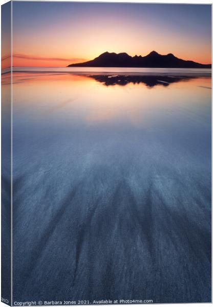 The Afterglow Laig Beach Isle of Eigg Scotland Canvas Print by Barbara Jones