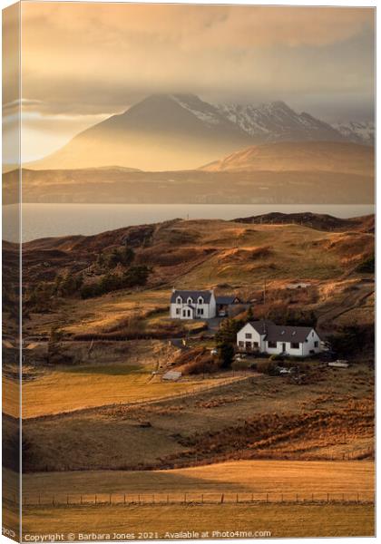 Cuillin Sunset Tarskavaig Isle of Skye Scotland. Canvas Print by Barbara Jones