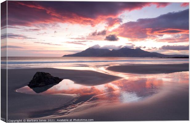 Singing Sands at Sunset  Isle of Eigg Scotland. Canvas Print by Barbara Jones