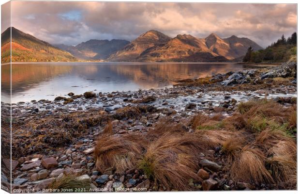 Five Sisters of Kintail Loch Duich Scotland Canvas Print by Barbara Jones