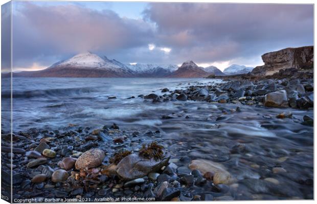  Elgol, Cuillin Mountains at Dusk Canvas Print by Barbara Jones