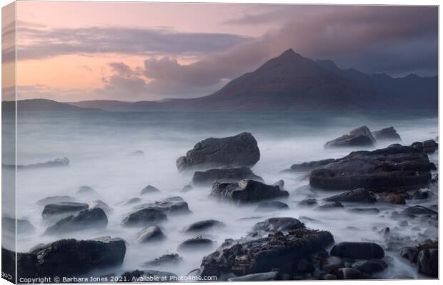 Ethereal Sunset on the Black Cuillin Canvas Print by Barbara Jones