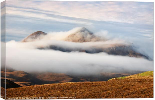 Cul Mor Autumn Mists Assynt Scotland Canvas Print by Barbara Jones
