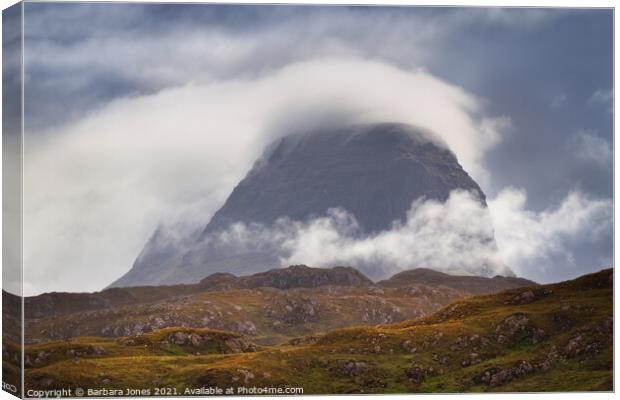  Suilven Shrouded in Mystical Mist Canvas Print by Barbara Jones