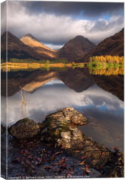 Glen Etive Lochnan nam Urr in Autumn Scotland Canvas Print by Barbara Jones